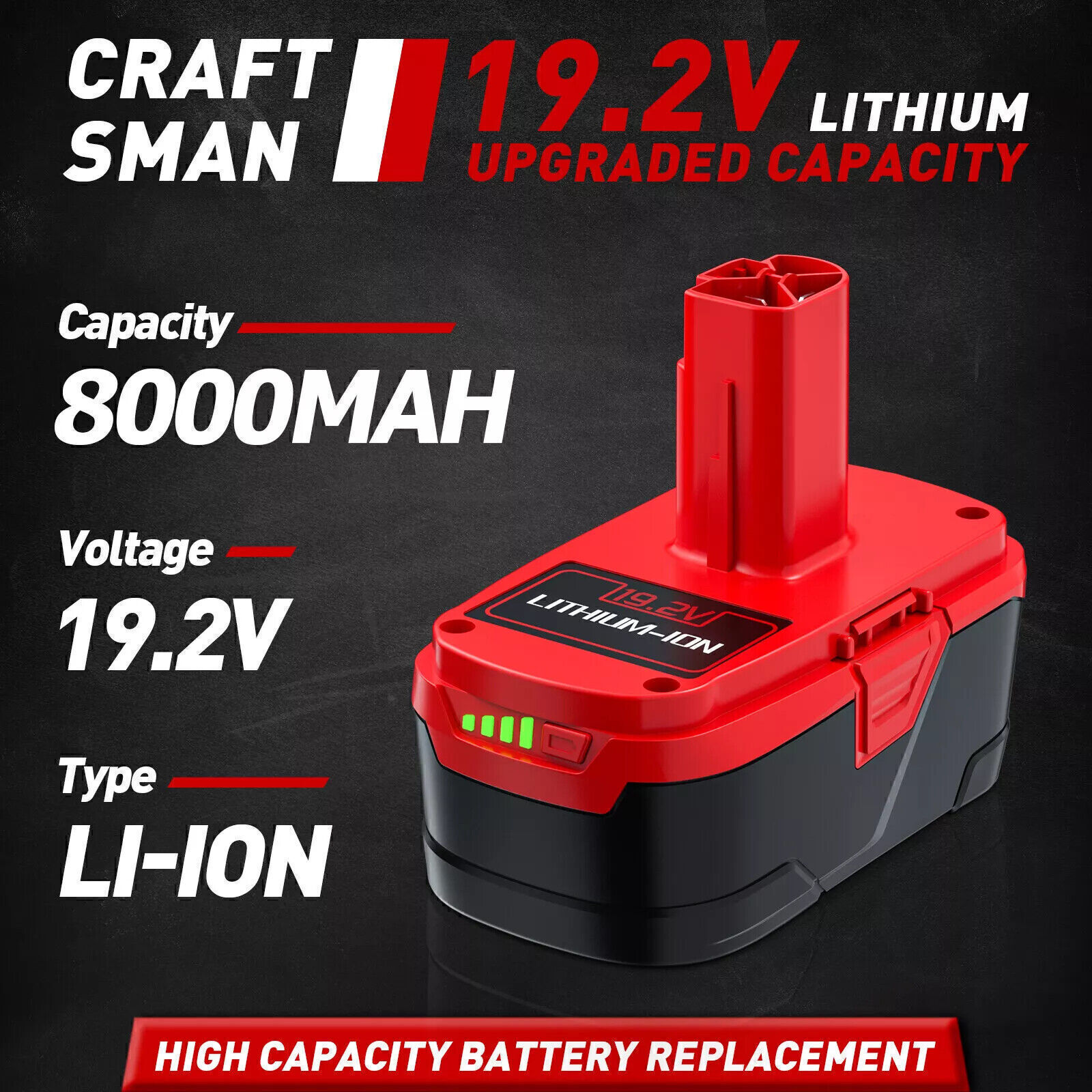 19.2 Volt For Craftsman C3 DieHard 3.0/6.0/8.0Ah Lithium ion Battery 11375 11376