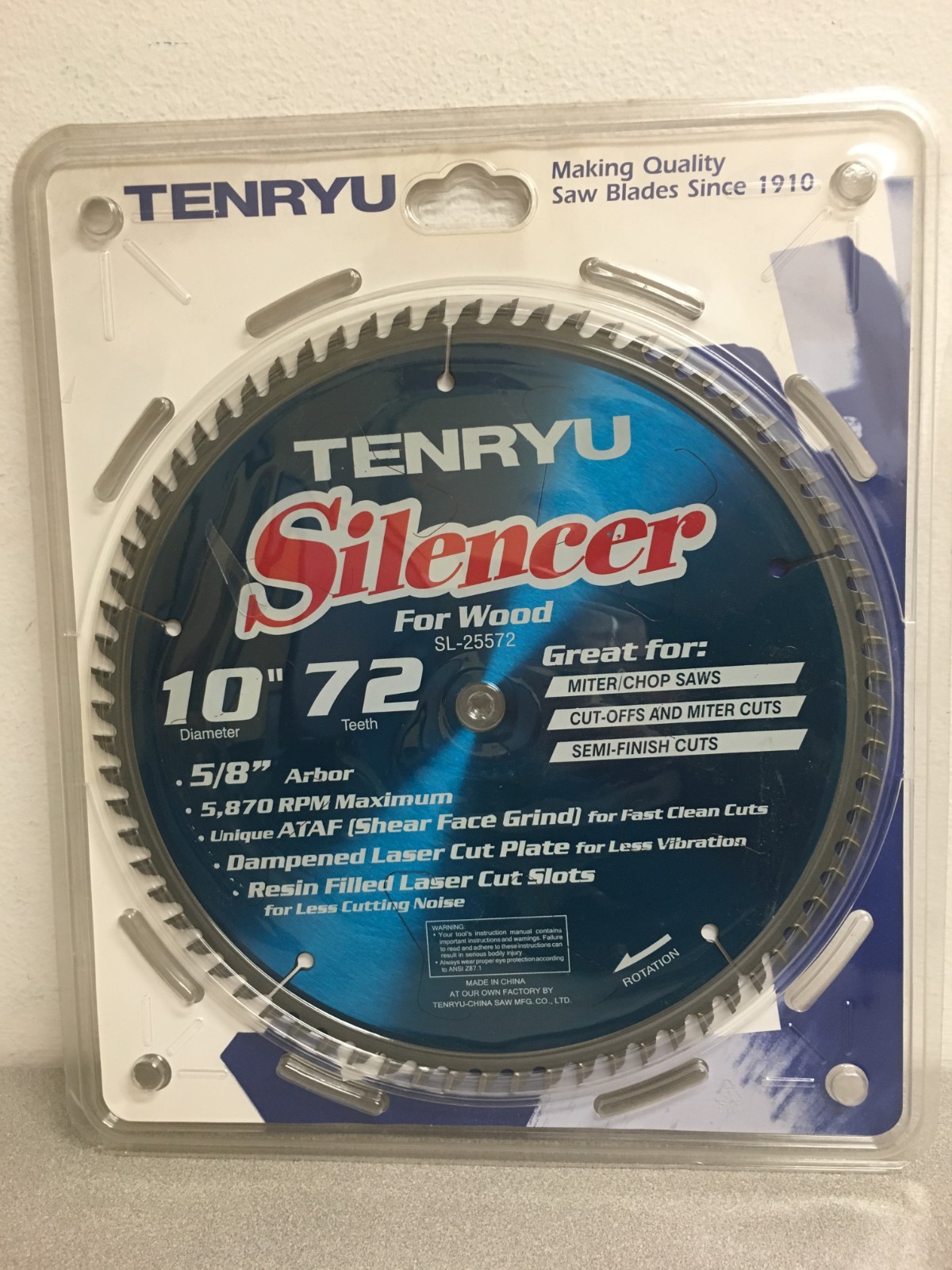 Tenryu Silencer 10 in. D X 5/8 in. PTFE Coated Saw Blade 72 teeth 1 pc #SL-25572