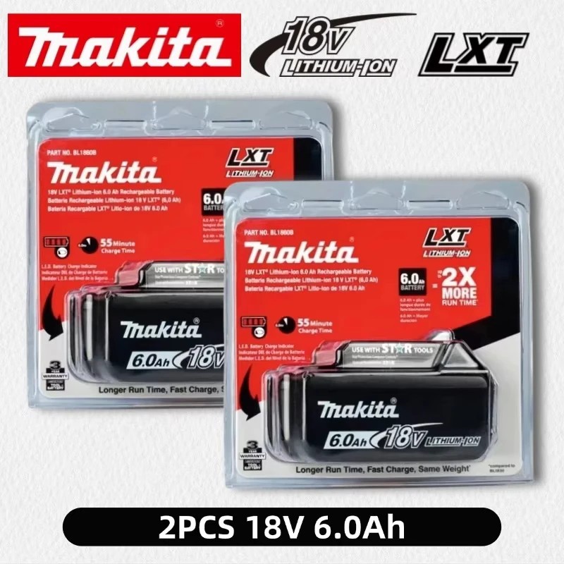 2X Makita BL1860B-2 18V LXT Lithium-Ion 6.0 Ah Battery – New – USA SHIP 2X
