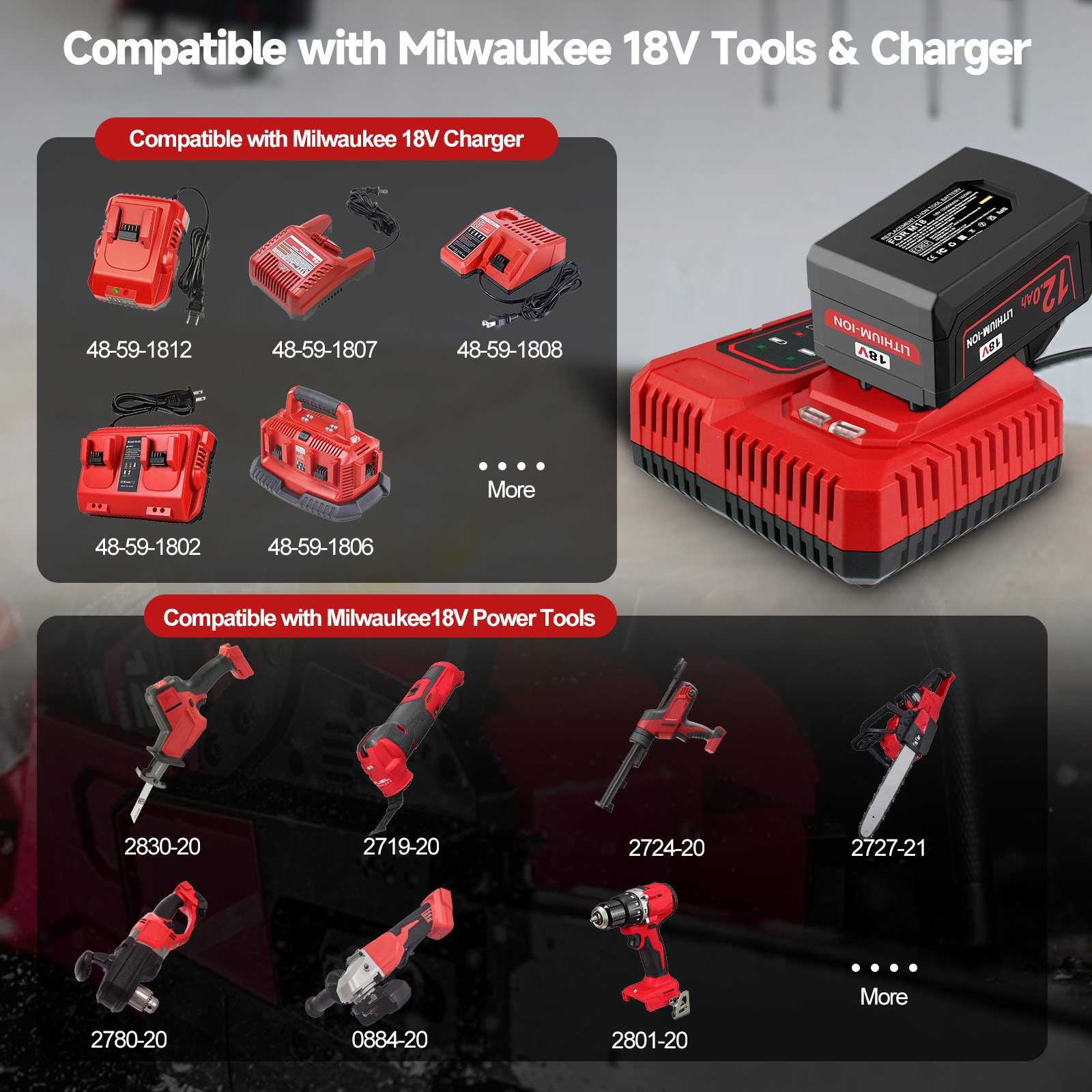 18V 8.0Ah 8000MAH Battery For Milwaukee for M18 Extended Lithium 48-11-1880