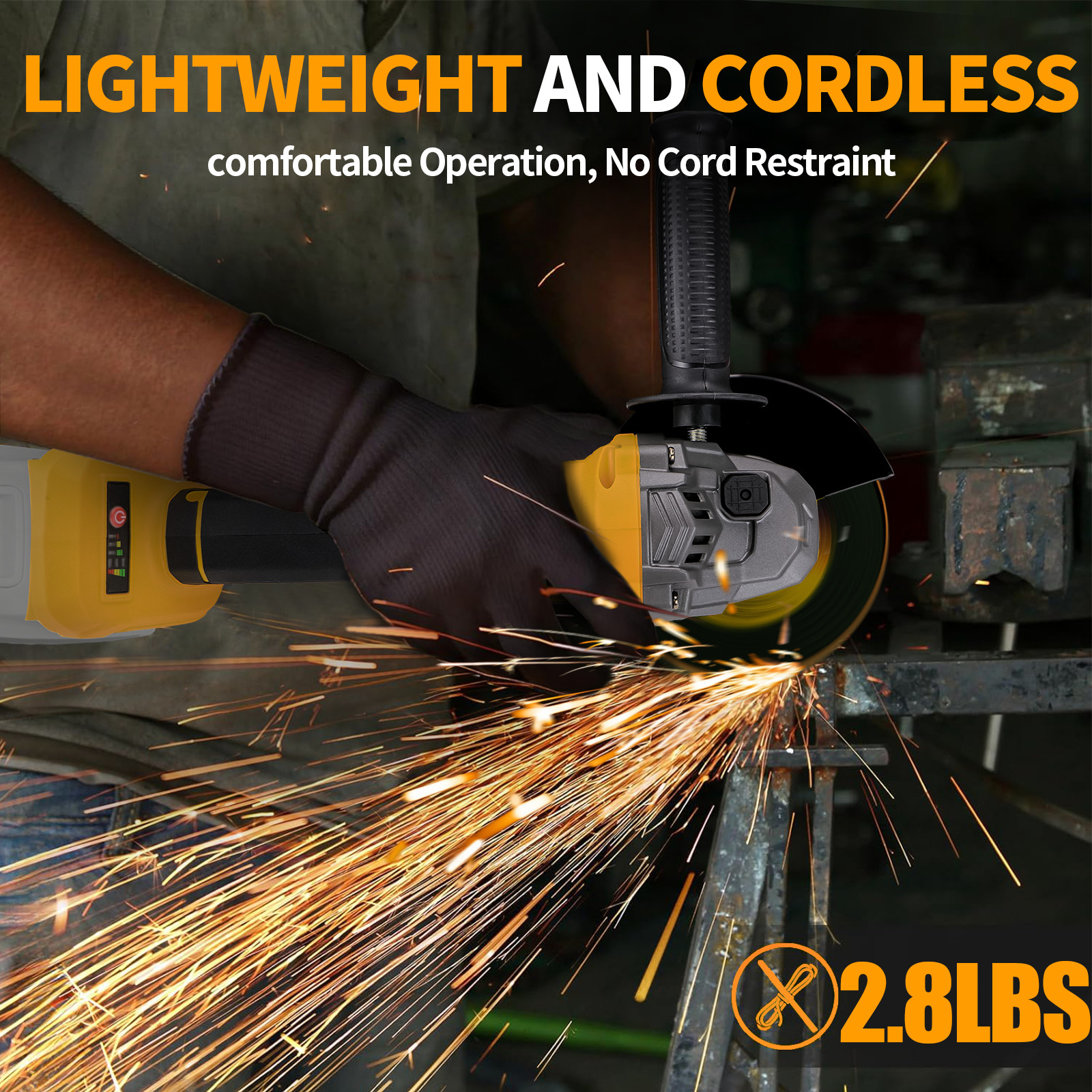 5 inch Cordless Angle Grinder Compatible Dewalt 20V Battery Brushless 11000RPM