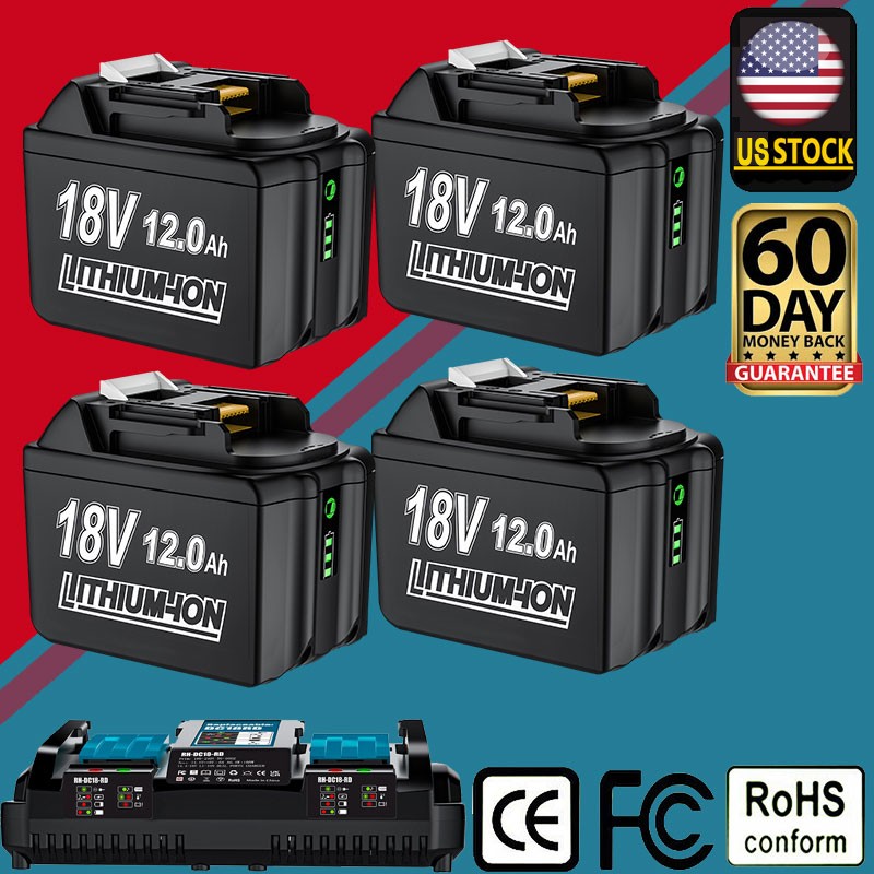 8.0Ah BL1860B For Makita 18V 12.0Ah Lithium ion LXT BL1830 Battery NEW / Charger
