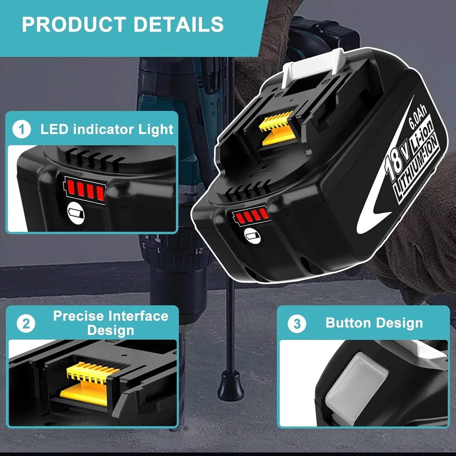 2 PACK 6.0AH Lithium Battery Replace For Makita 18V BL1830 BL1850 BL1860 BL1860B