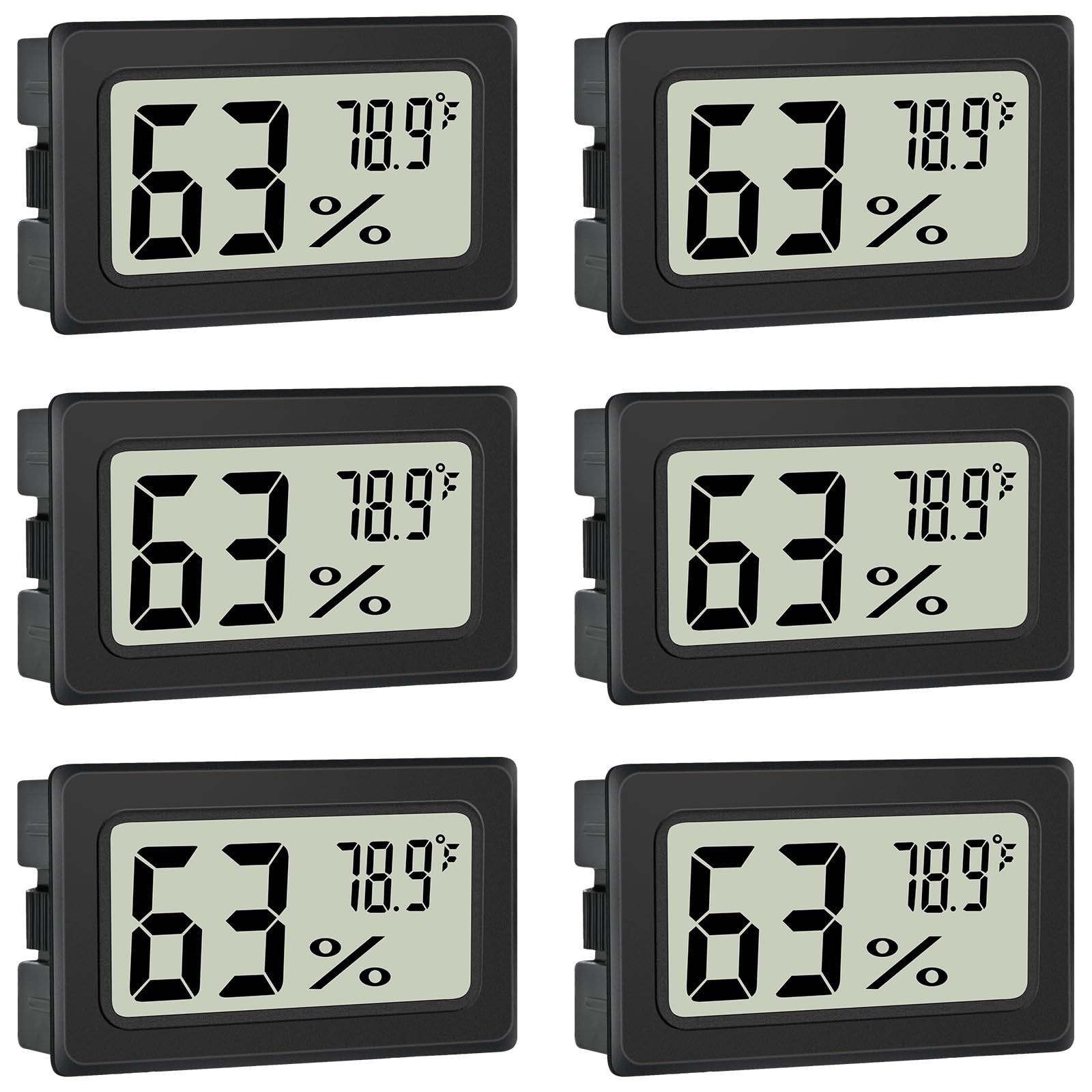 6 Pack Mini Digital Thermometer Hygrometer Indoor LCD Fahrenheit for Greenhouse