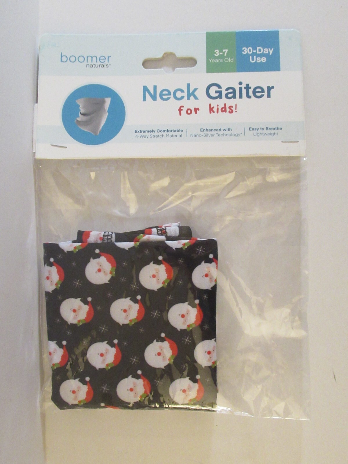 Boomer Naturals Neck Gaiter Kids 3-7 Years Old Santa New/Sealed