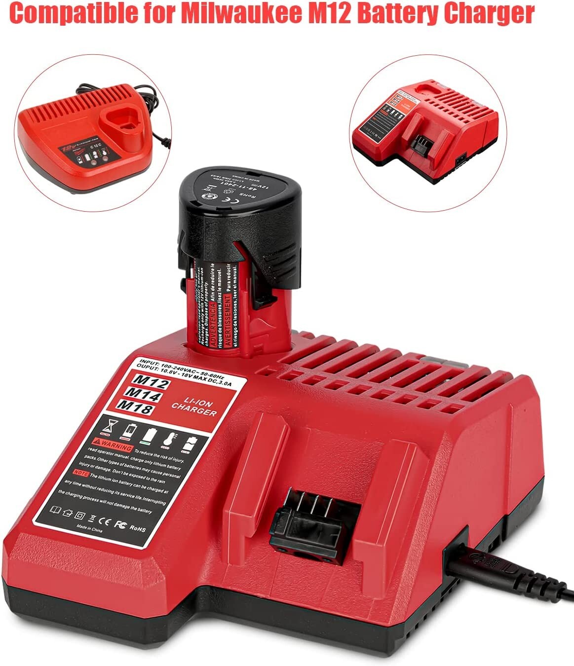 4 Pack for Milwaukee M12 12Volt Li-ion 3.0Ah 48-11-2420 48-11-2401 Battery NEW