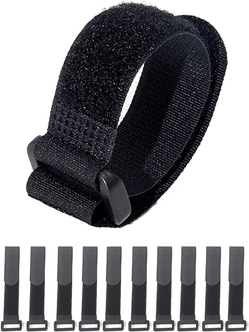Fastening Nylon Strap with Buckle,10Pack Reusable Self-Adhesive Hook and Loop Ca