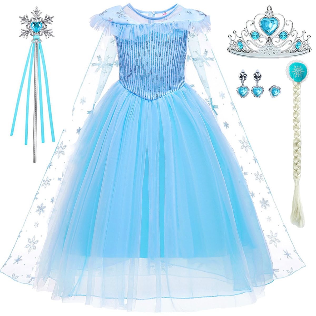 iTVTi Little Girl Princess Dress Halloween Carnival Cosplay 5-6 Years, Blue