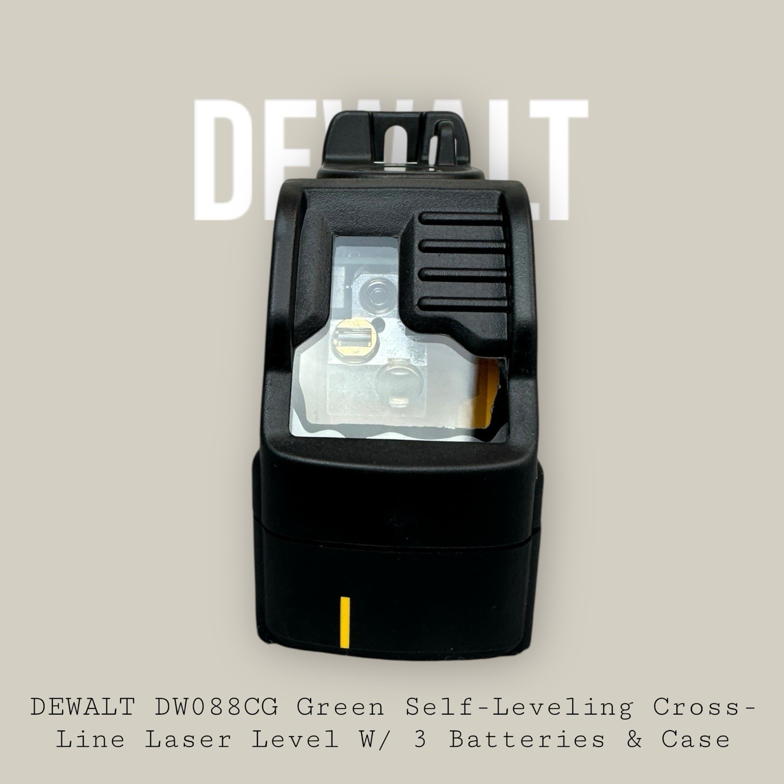 DEWALT DW088CG Green Self-Leveling Cross-Line Laser Level W/ 3 Batteries & Case