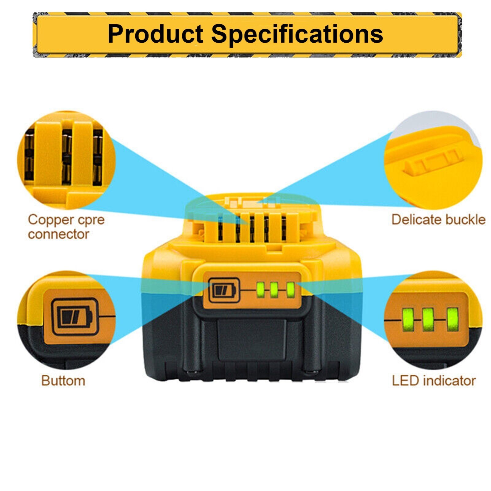 2Pack 8.0AH Lithium Ion Battery For DeWalt 20V 20 Volt Max XR DCB206-2 DCB205-2