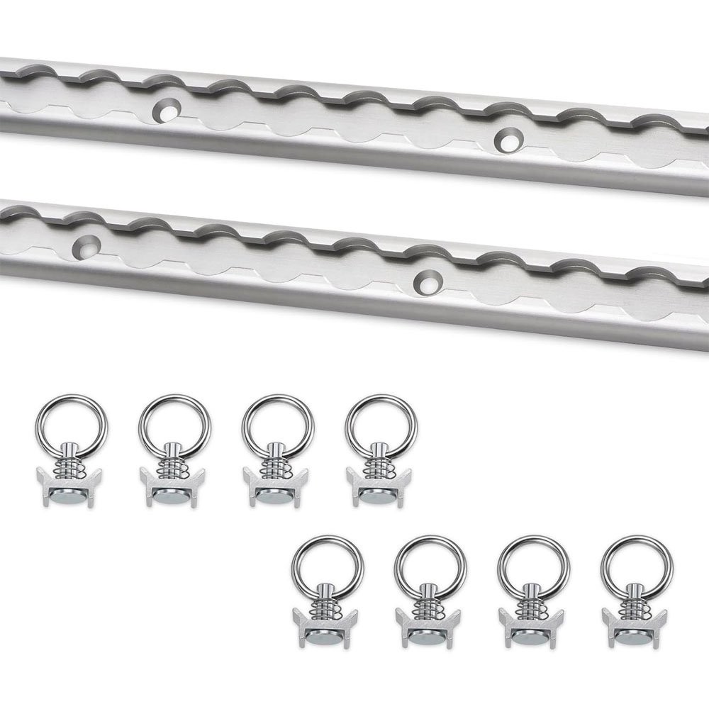 2Pcs 4Ft L Track Rail with 8Pcs Single Stud Fittings, Aluminum L Track Tie down