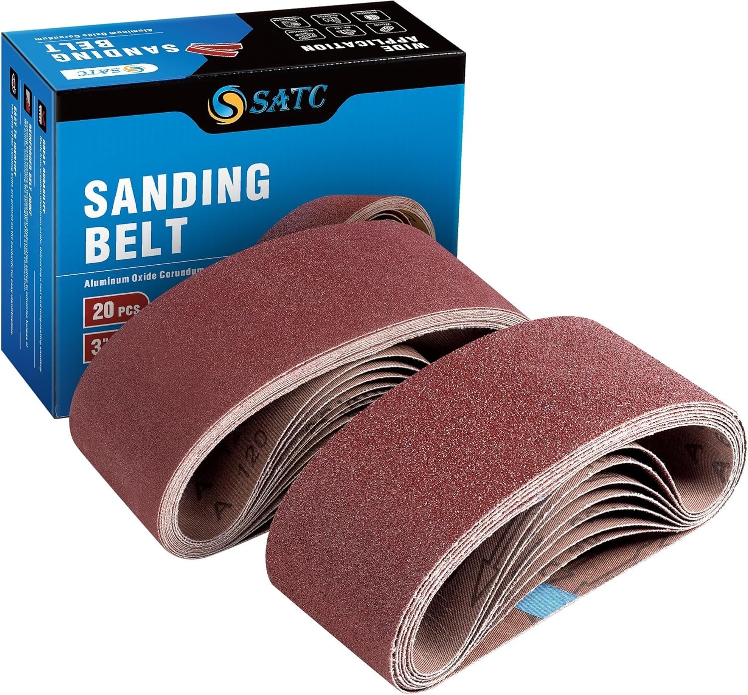 S SATC 3×18 Sanding Belts 20PCS Belt Sander Paper Aluminum Oxide Paint Sanding