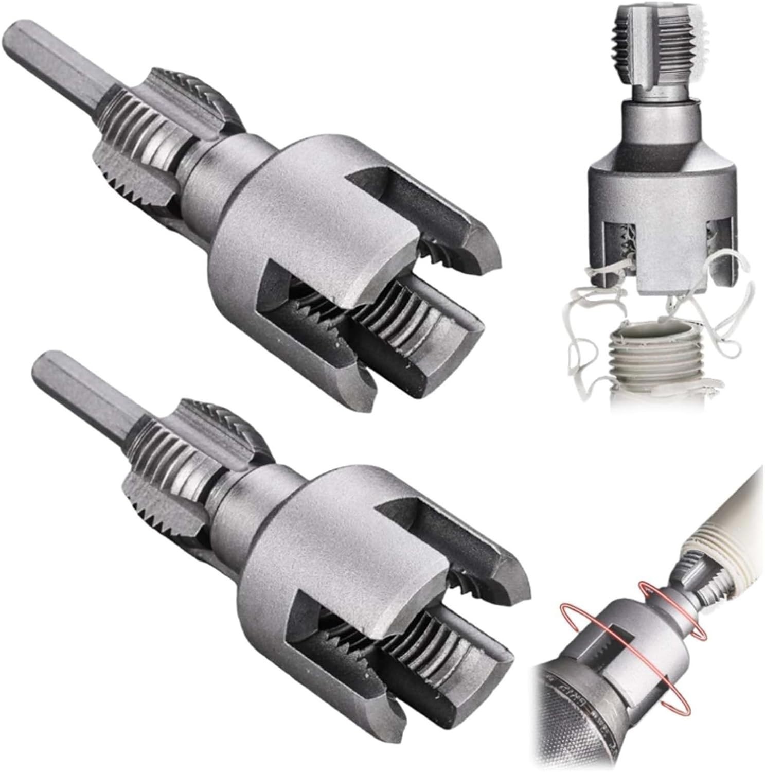 2Pcs 1/2” 3/4” Water Pipe Threading Tool Integrated Internal & External Pipe!~