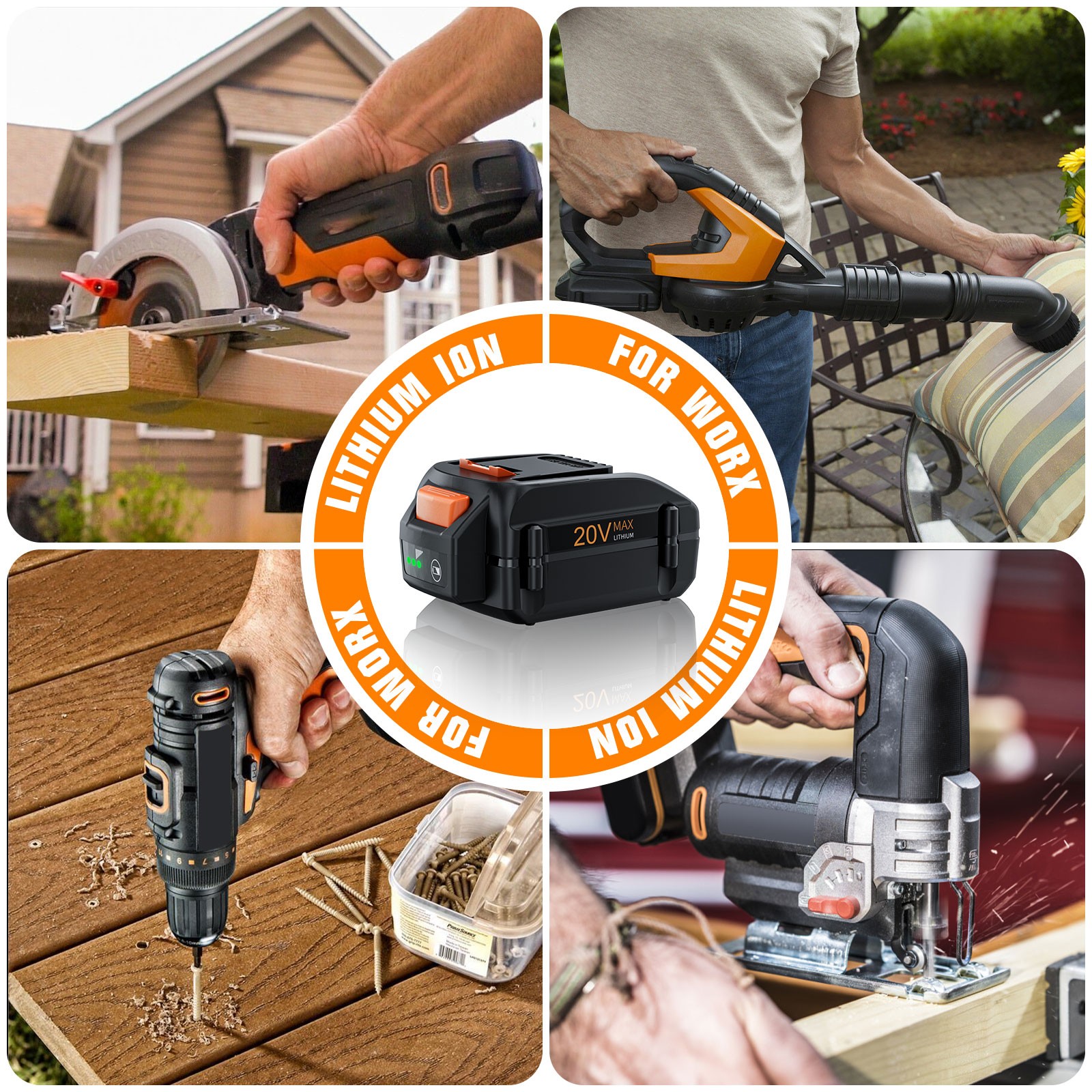 20Volt 8.0Ah For WORX WA3525 20V Max Lithium Battery Power Tools WA3520 WA3575