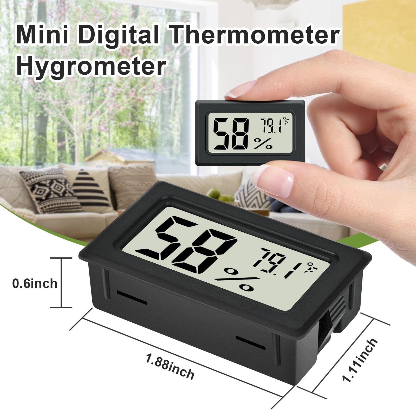 6 Pack Mini Digital Thermometer Hygrometer Indoor LCD Fahrenheit for Greenhouse