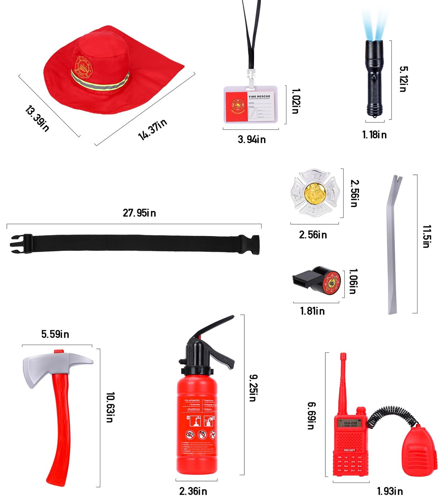 LOYO Firefighter Costume for Kids – Fireman Halloween Costumes 5-7 Years, Red