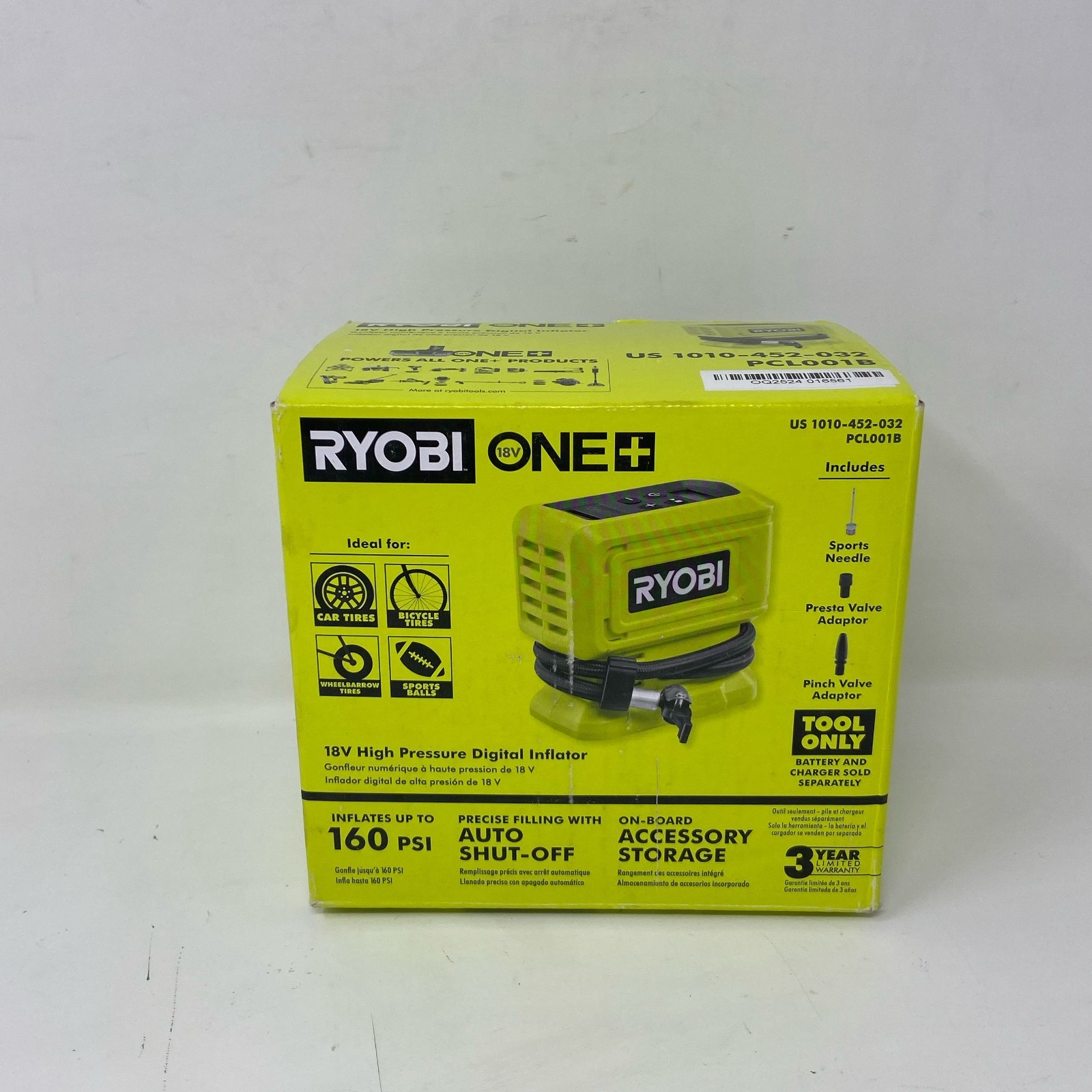 RYOBI 18V ONE+ High Pressure Inflator PCL001B/RPI18, Green
