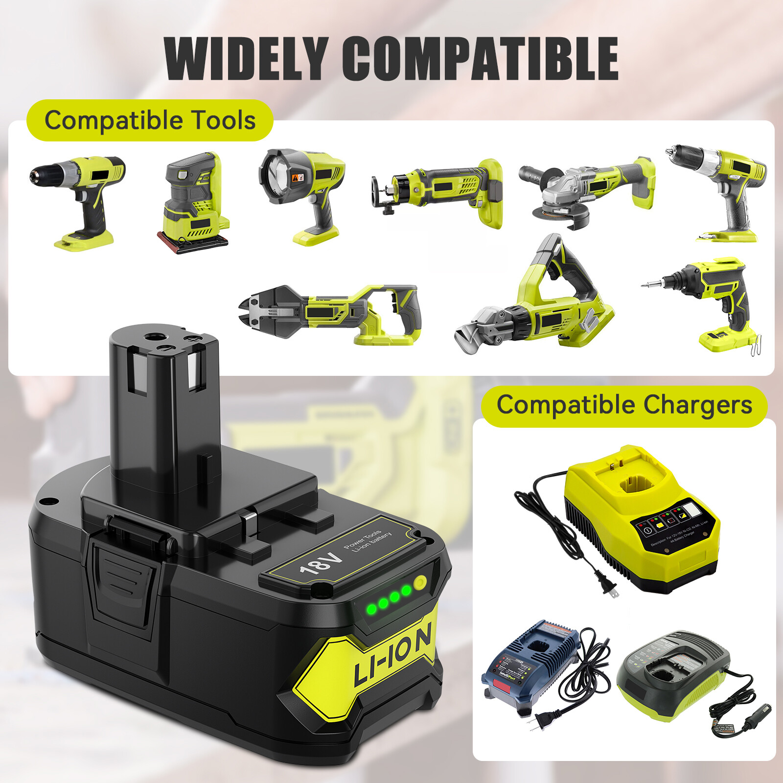 2Pack 8.0Ah For RYOBI P108 One+ Plus 18 Volt High Capacity Lithium-Ion Battery