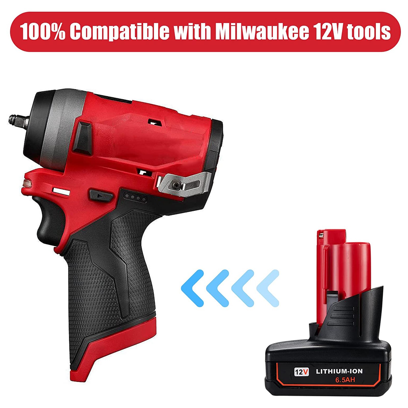 2 Pack 6.5Ah for Milwaukee 12V M-12 Lithium-ion Battery 48-11-2430 48-11-2440