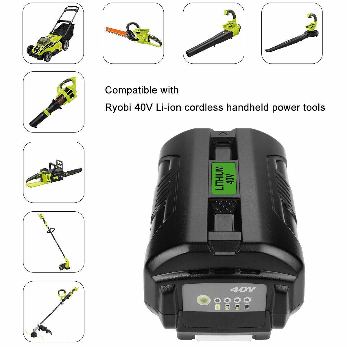 1-4 Pack For Ryobi OP40602 40V 6Ah High Capacity HP Lithium Battery With LED NEW