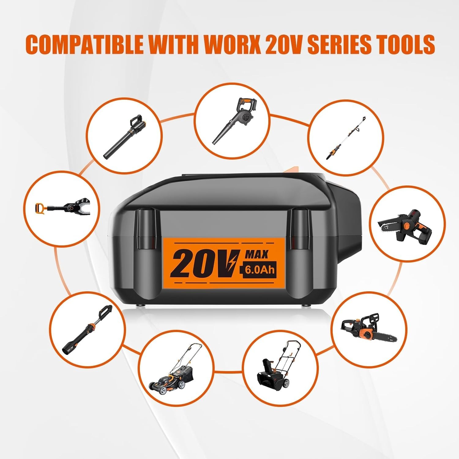【Upgrade】 6.0Ah 20V Battery for 20V Battery Compatible 20V