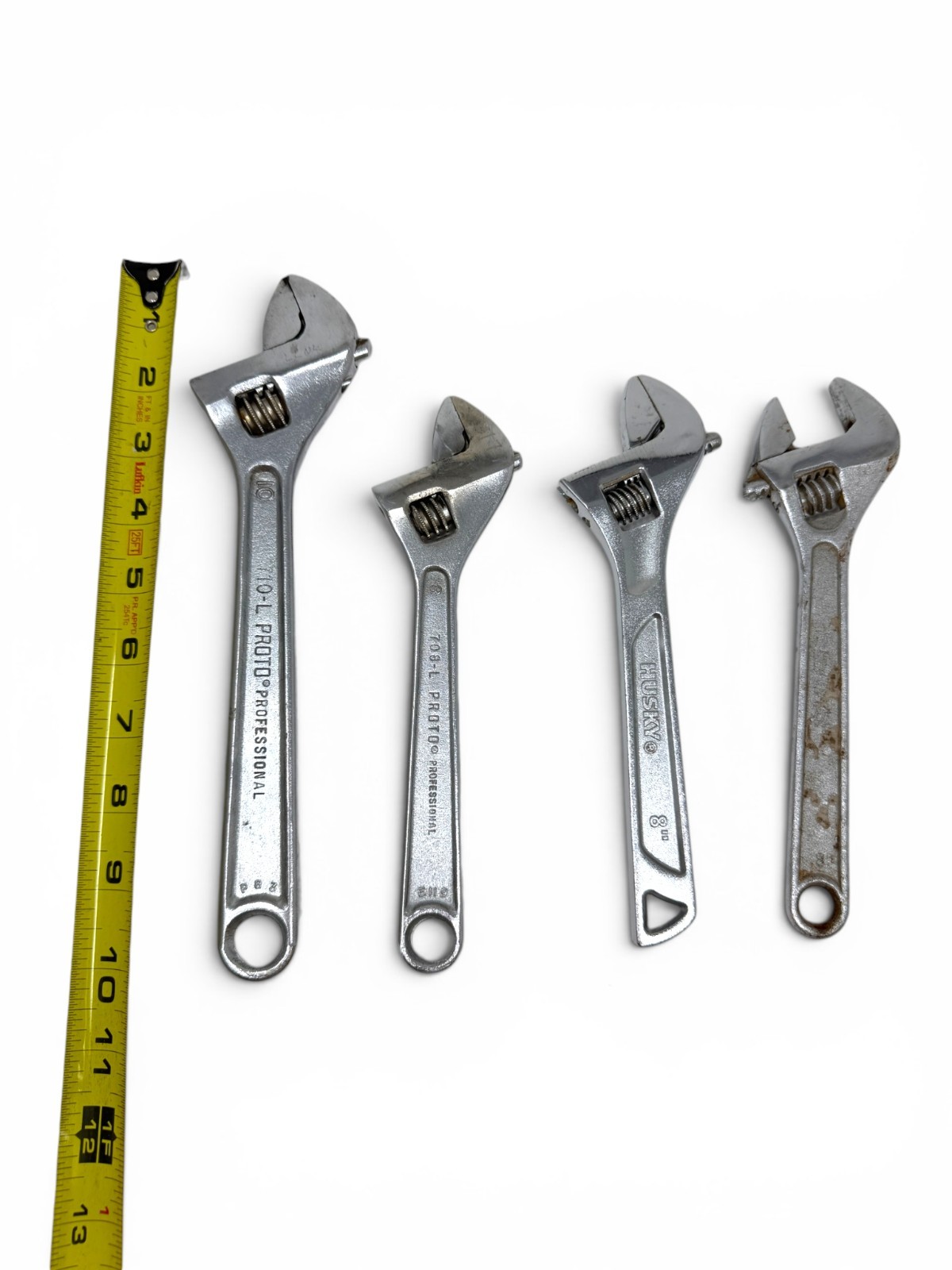 Proto Clik-Stop Husky & Unbranded 8″ 10″ Adjustable Wrench Lot – 4 Pcs Set