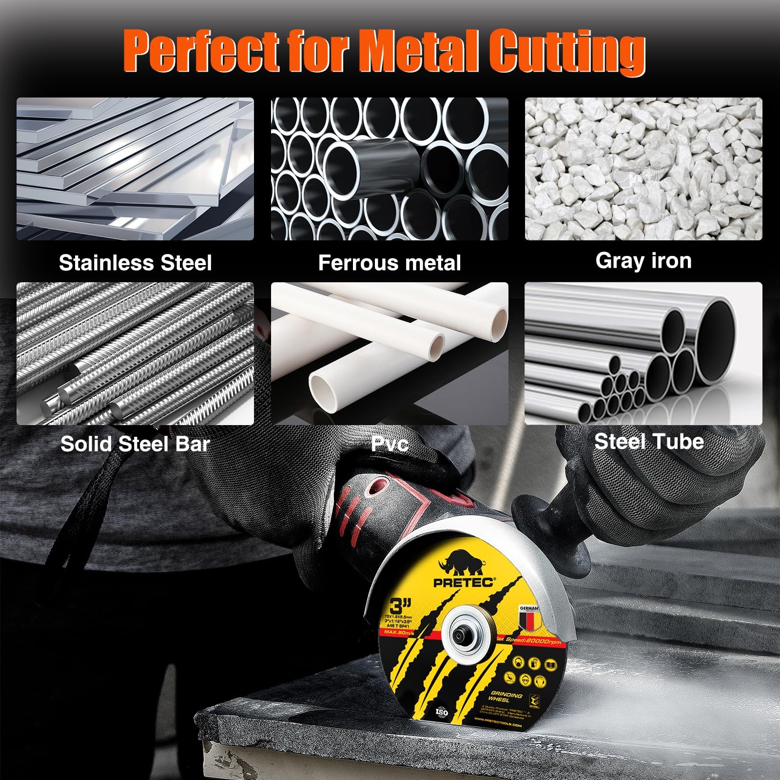 PRETEC Cut Off Wheels 27Pcs, 3 Inch Die Grinder with 3 inches