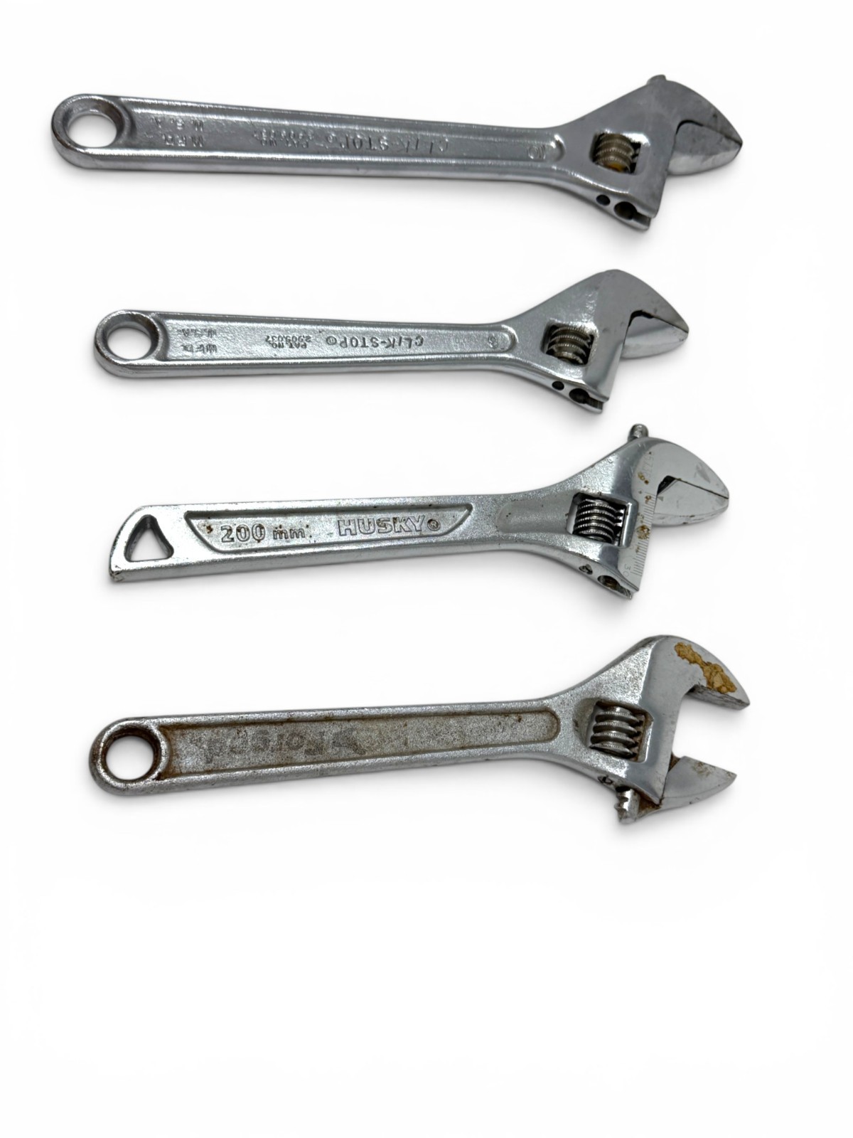 Proto Clik-Stop Husky & Unbranded 8″ 10″ Adjustable Wrench Lot – 4 Pcs Set