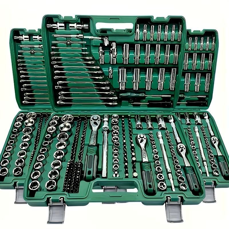 216 Piece Professional Mechanics Tool Set Automotive Repair Kit with Case Green
