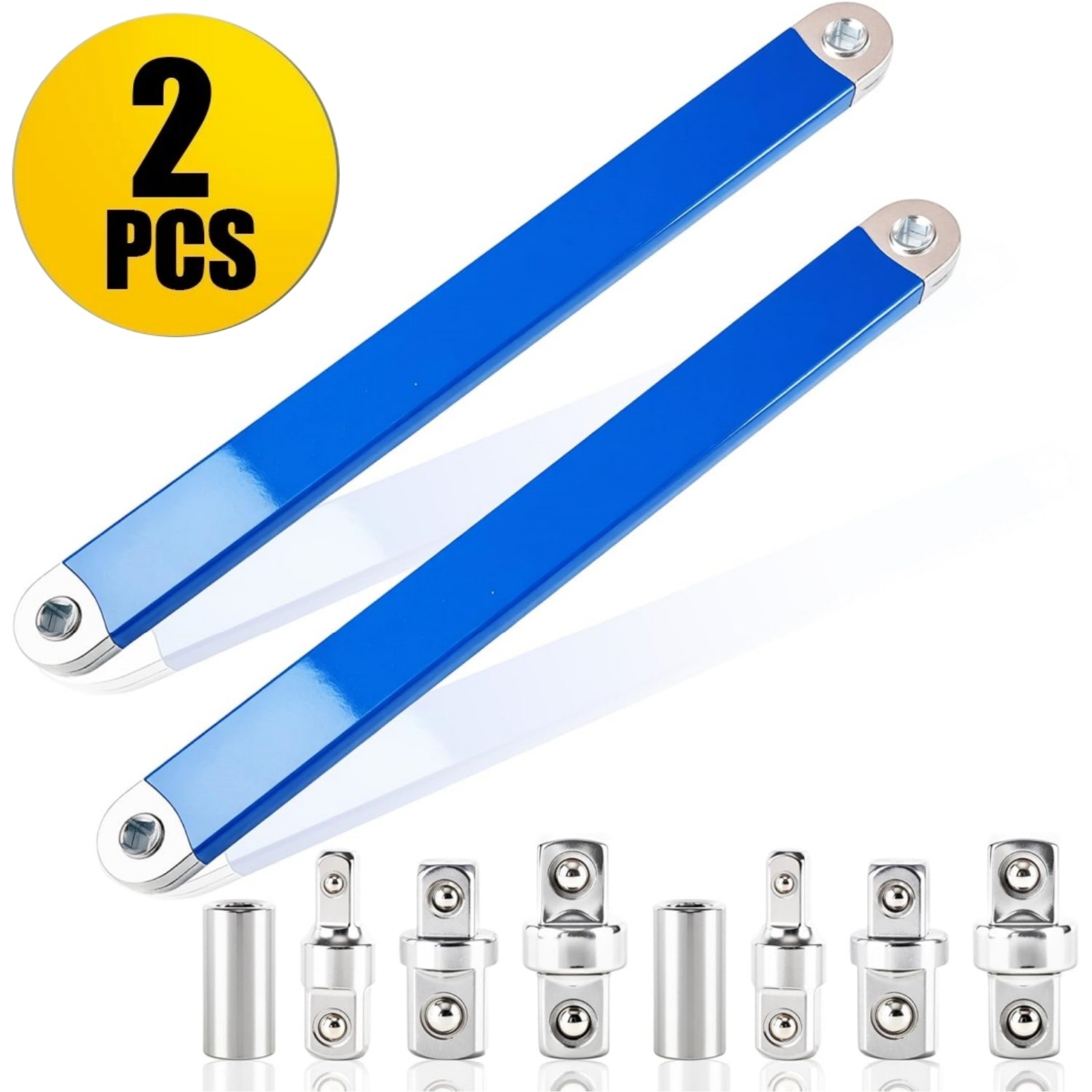2PCS Offset Extension Wrench Set Ratchet Spanner Wrench with Extender Adapter