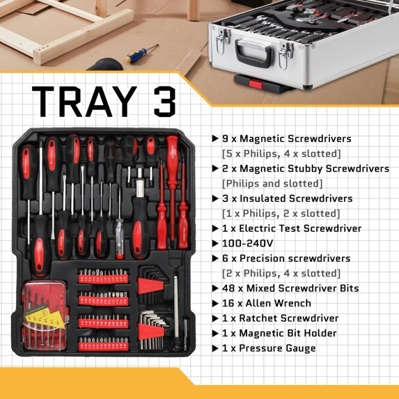 799 Piece Household Repair Tool Set with Trolley Case Mechanics Kit Silver