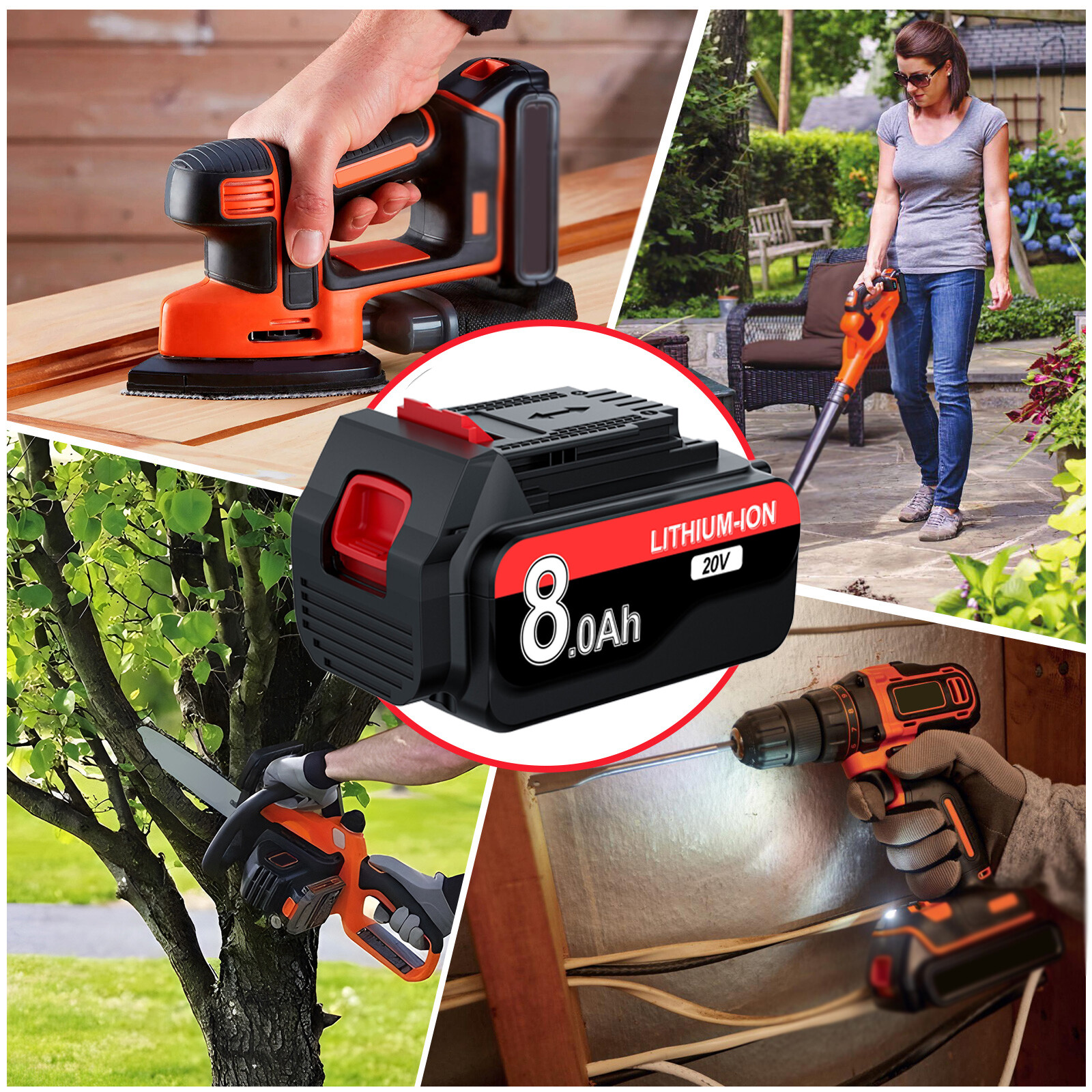 8000mAh 20V for Black and Decker 20 Volt MAX Lithium LBXR20 LB20 Battery 3.8Ah
