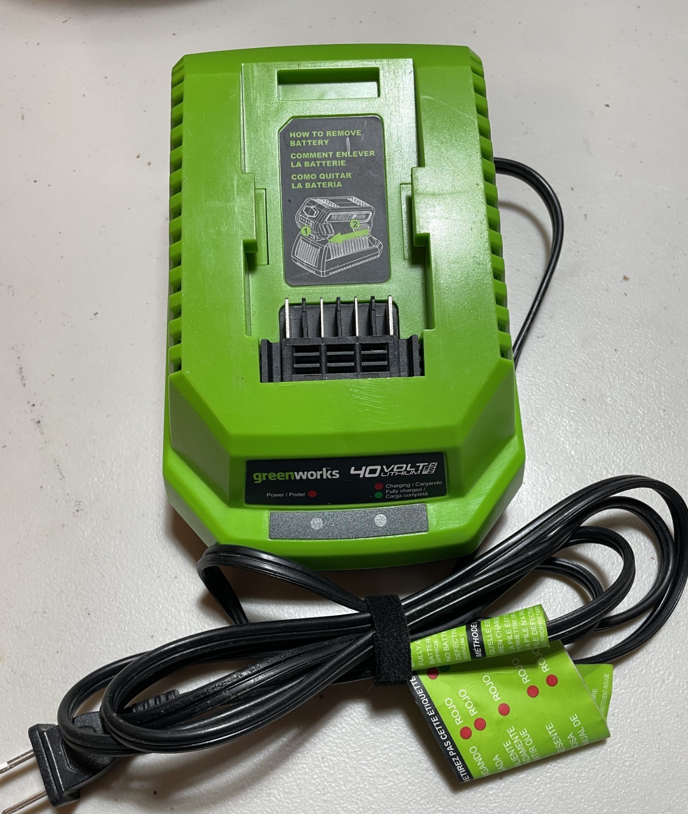 Greenworks 40 Volt OEM Battery Charger Lithium Max Model 29482