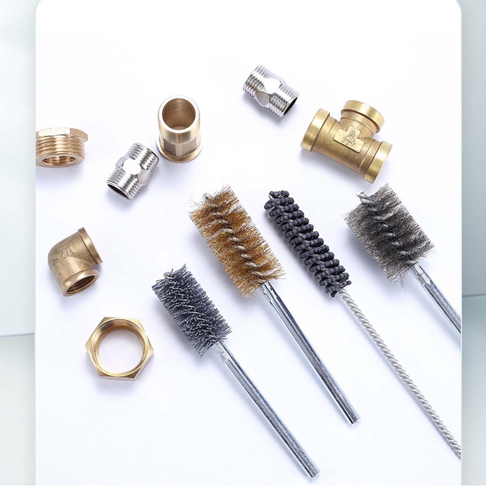 304 Stainless Steel Electric Drill Wire Pipe Cleaning Brush, Round Tube Design