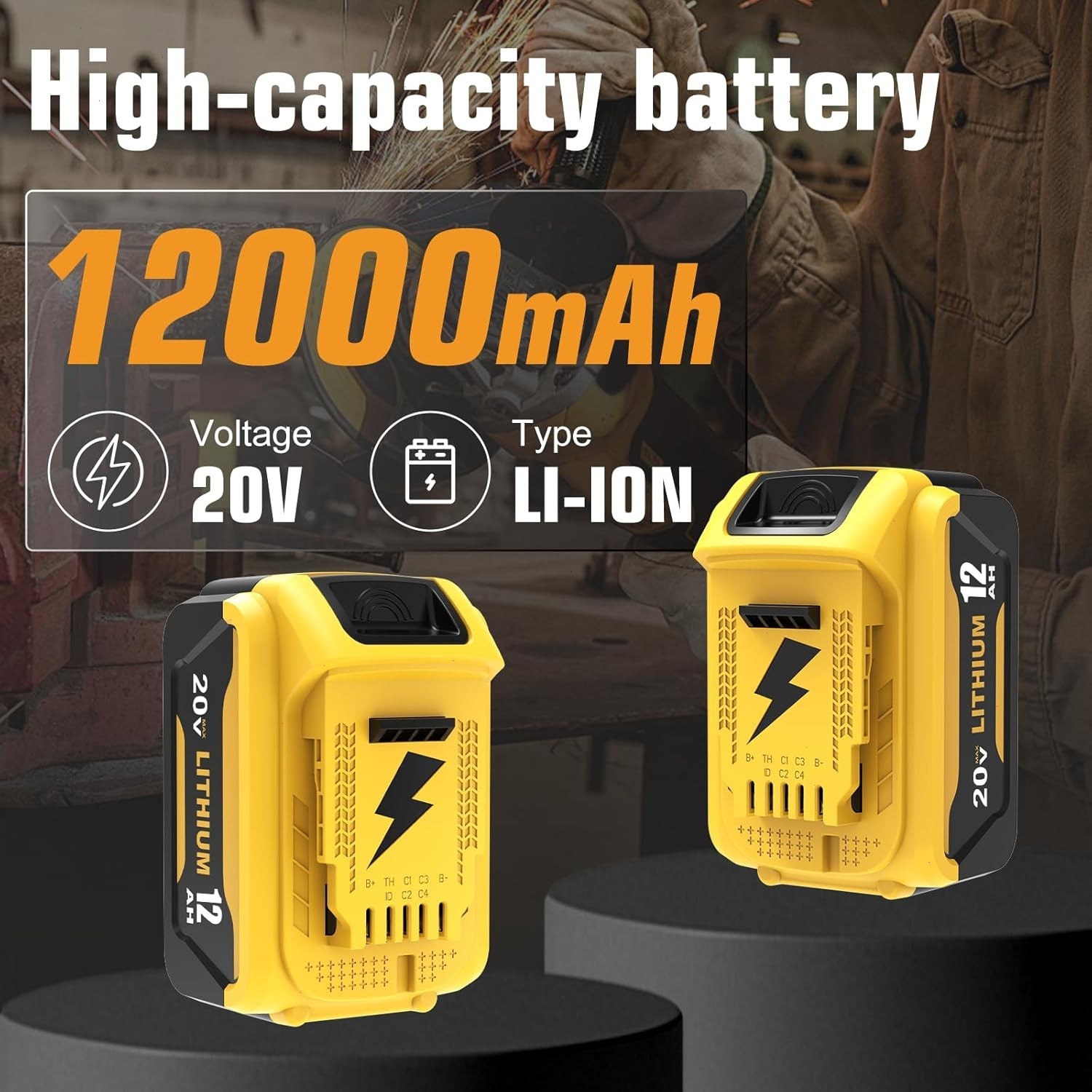 2Pack For DeWalt 20V 20 Volt Max XR 12.0AH Lithium Battery DCB206-2 / Charger