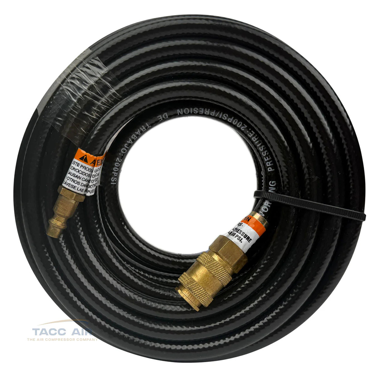 Black 1/4″ ID x 25′ Air Compressor Hose PVC With Coupler & Plug Ready To Use