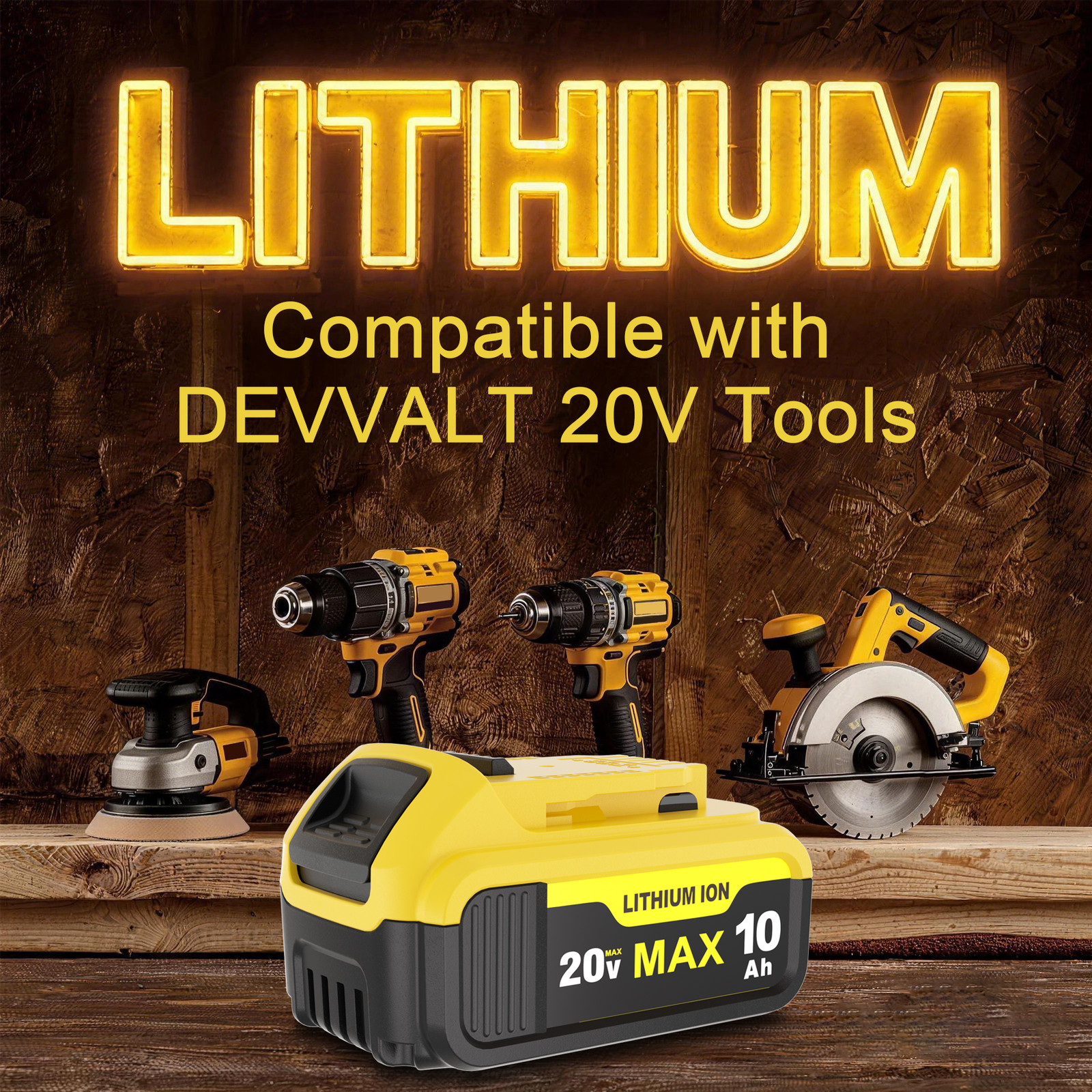 10Ah Battery for Dewalt 20V Max + Dual Charger – Replaces DCB204 DCB206 DCB-205