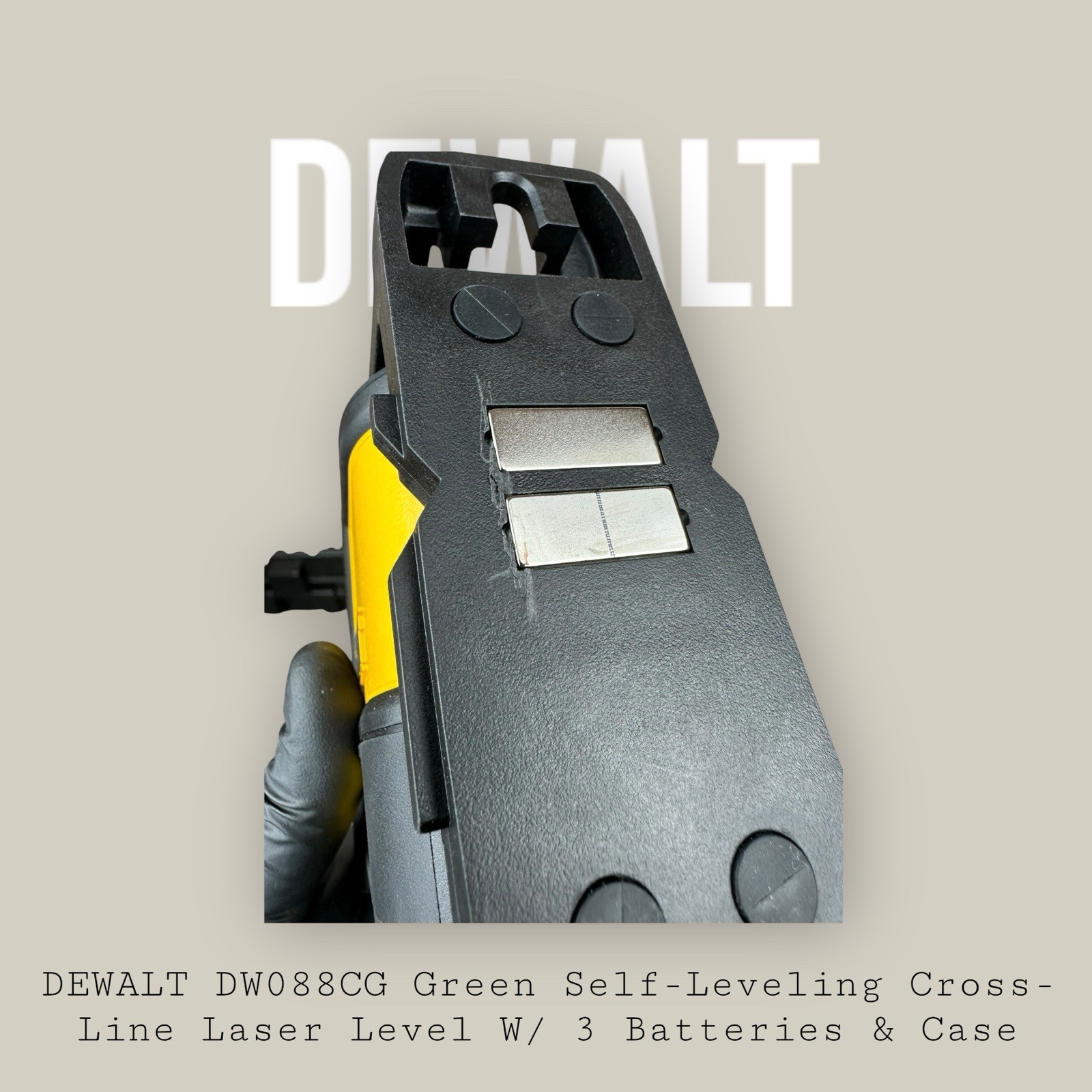 DEWALT DW088CG Green Self-Leveling Cross-Line Laser Level W/ 3 Batteries & Case