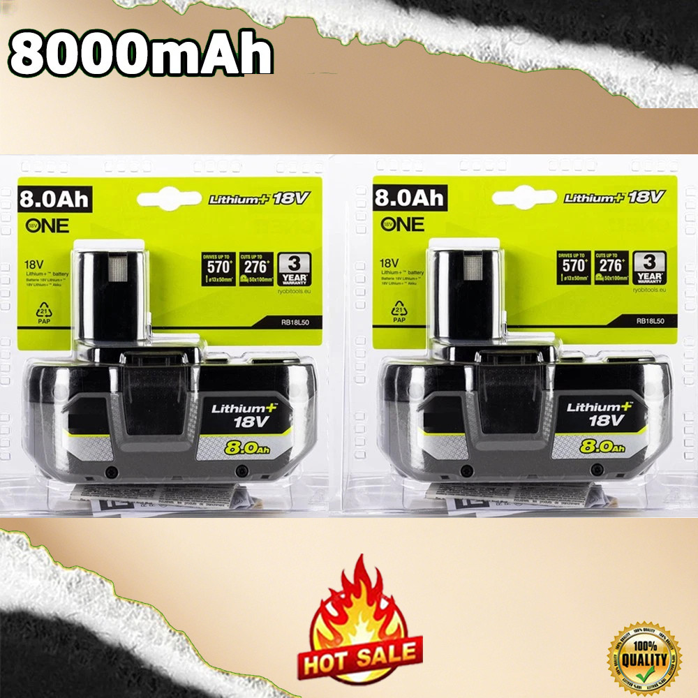 2PACK For RYOBI 18V 8.0Ah P108 High Capacity Battery 18Volt Lithium-Ion One Plus