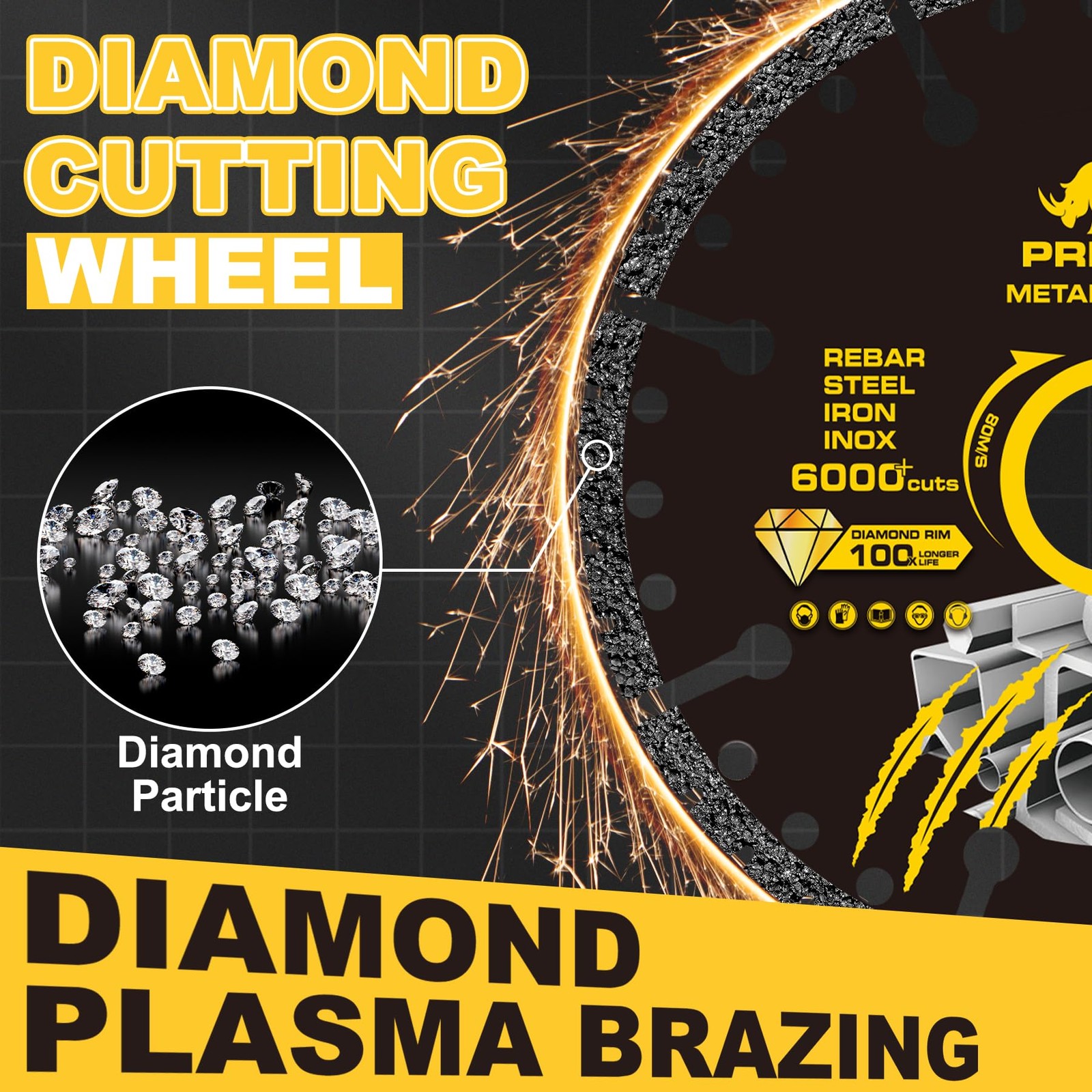 Pretec Diamond Cutting Wheel 5 X 7/8 Inch Angle Grinder Cutting Disc Carbide