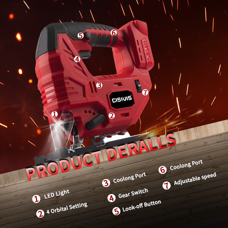 Jigsaw for Milwaukee 18V Battery, Cordless Jig Saw Tool, Brushless Motor, Variab