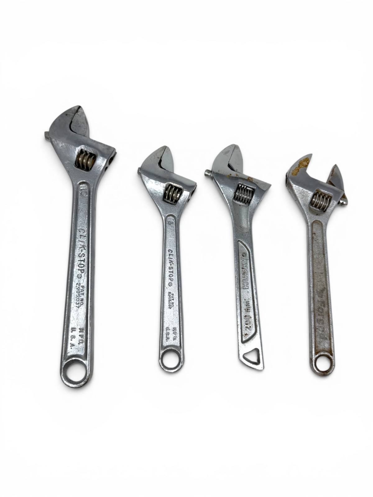Proto Clik-Stop Husky & Unbranded 8″ 10″ Adjustable Wrench Lot – 4 Pcs Set