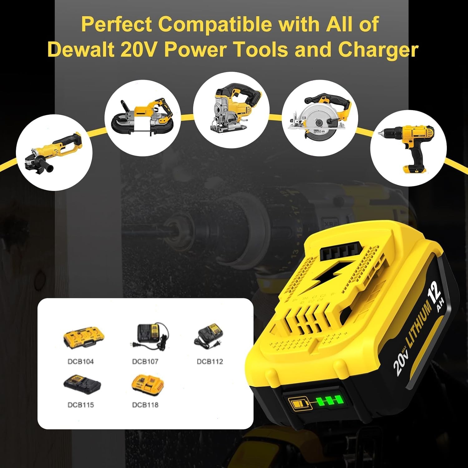 2Pack For DeWalt 20V 20 Volt Max XR 12.0AH Lithium Battery DCB206-2 / Charger