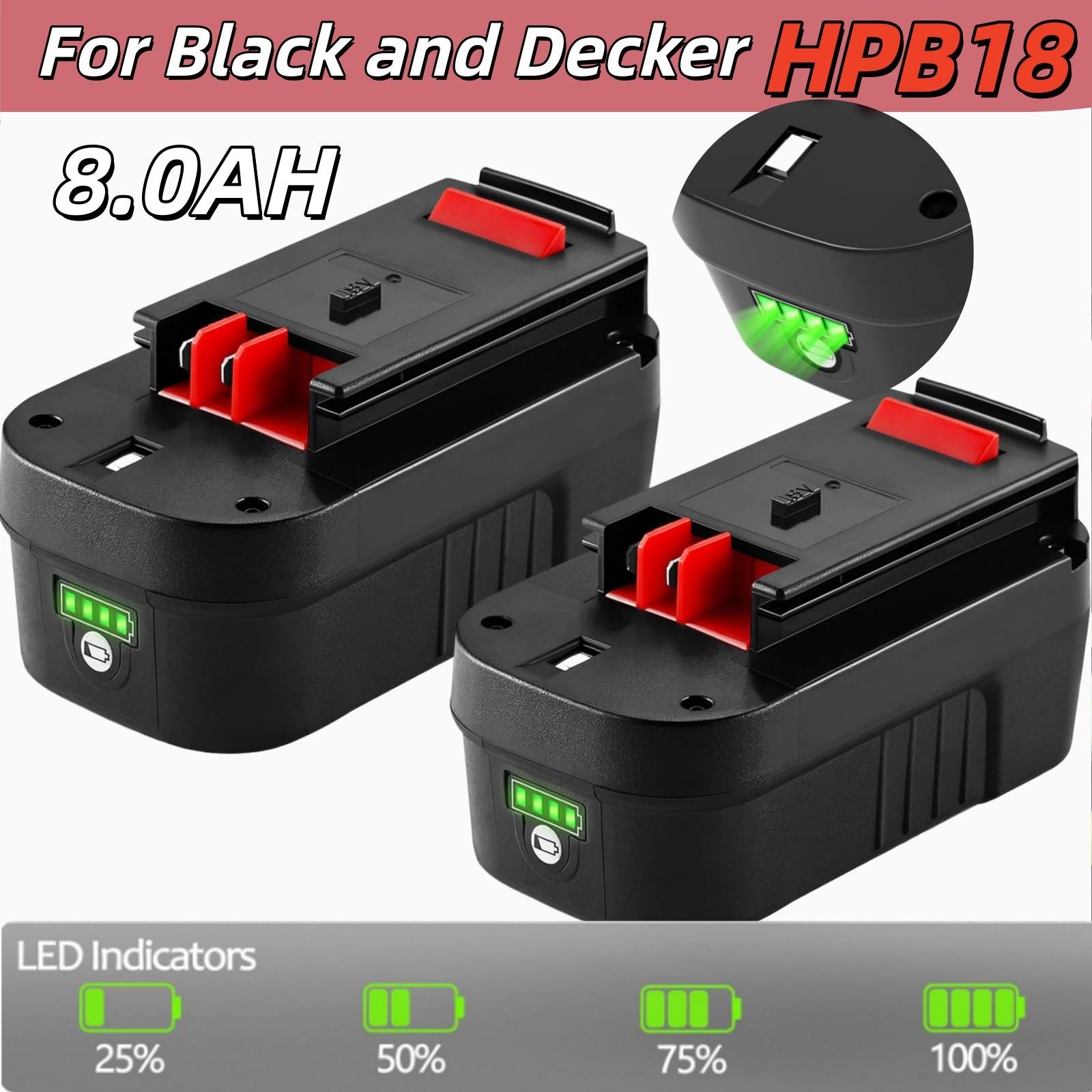 For Black & Decker HPB18 18V 18Volt 8000mAh Lithium-Ion Battery PACK HPB18-OPE