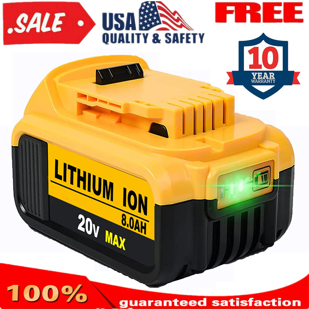20V For DeWalt 20 Volt Max XR 8AH Lithium Ion Battery DCB206-2 DCB205-2 8000mAh
