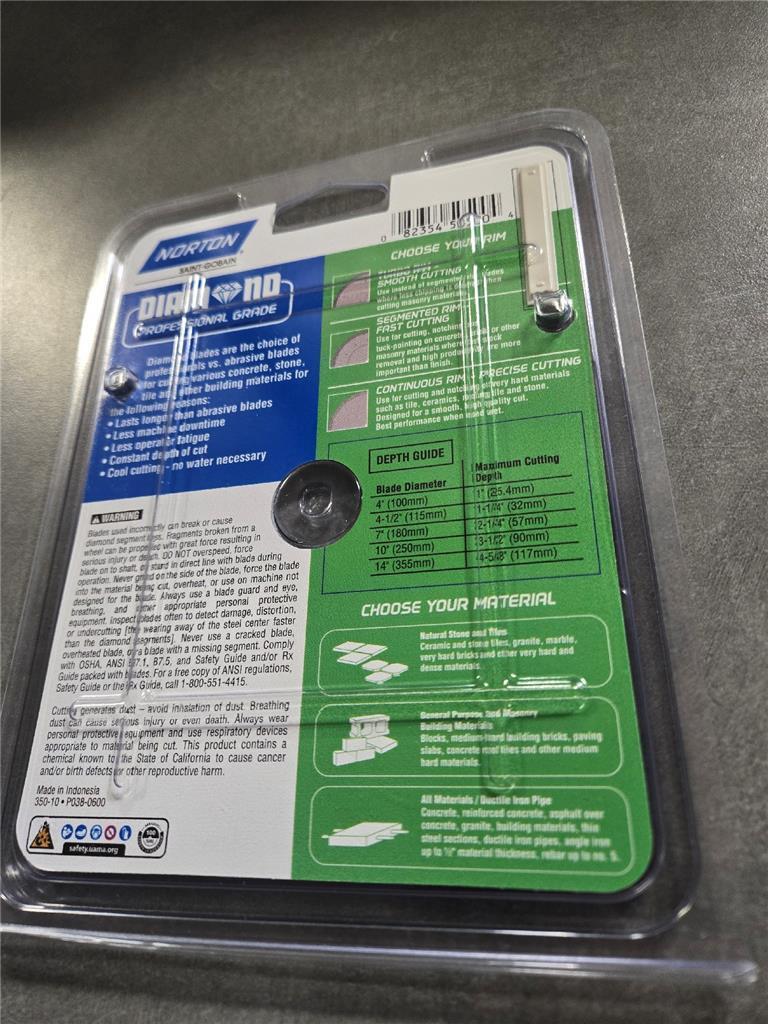 = Norton 4″ Continuous Rim Precise Cutting Wet Dry Blades 50500-038 NEW