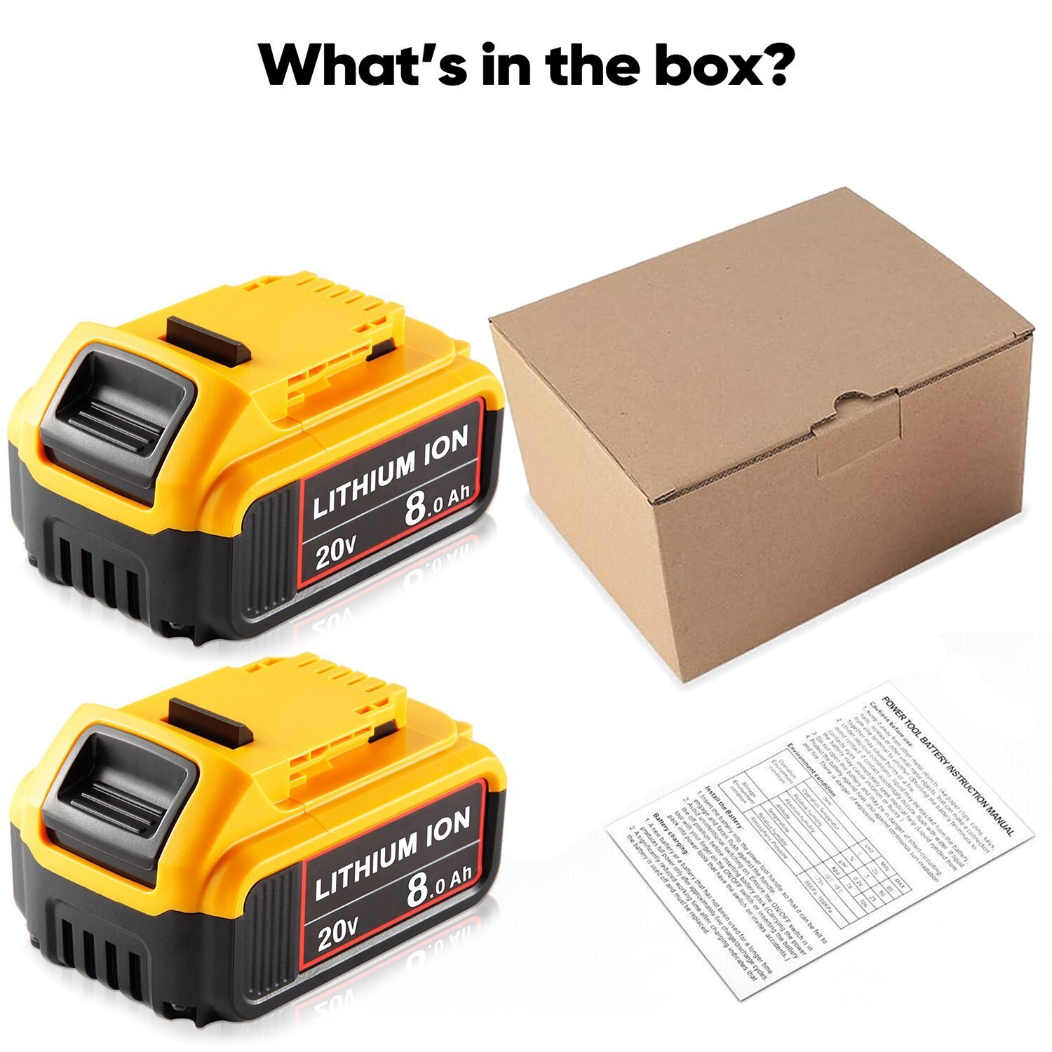 2Pack 8.0AH Lithium Ion Battery For DeWalt 20V 20 Volt Max XR DCB206-2 DCB205-2
