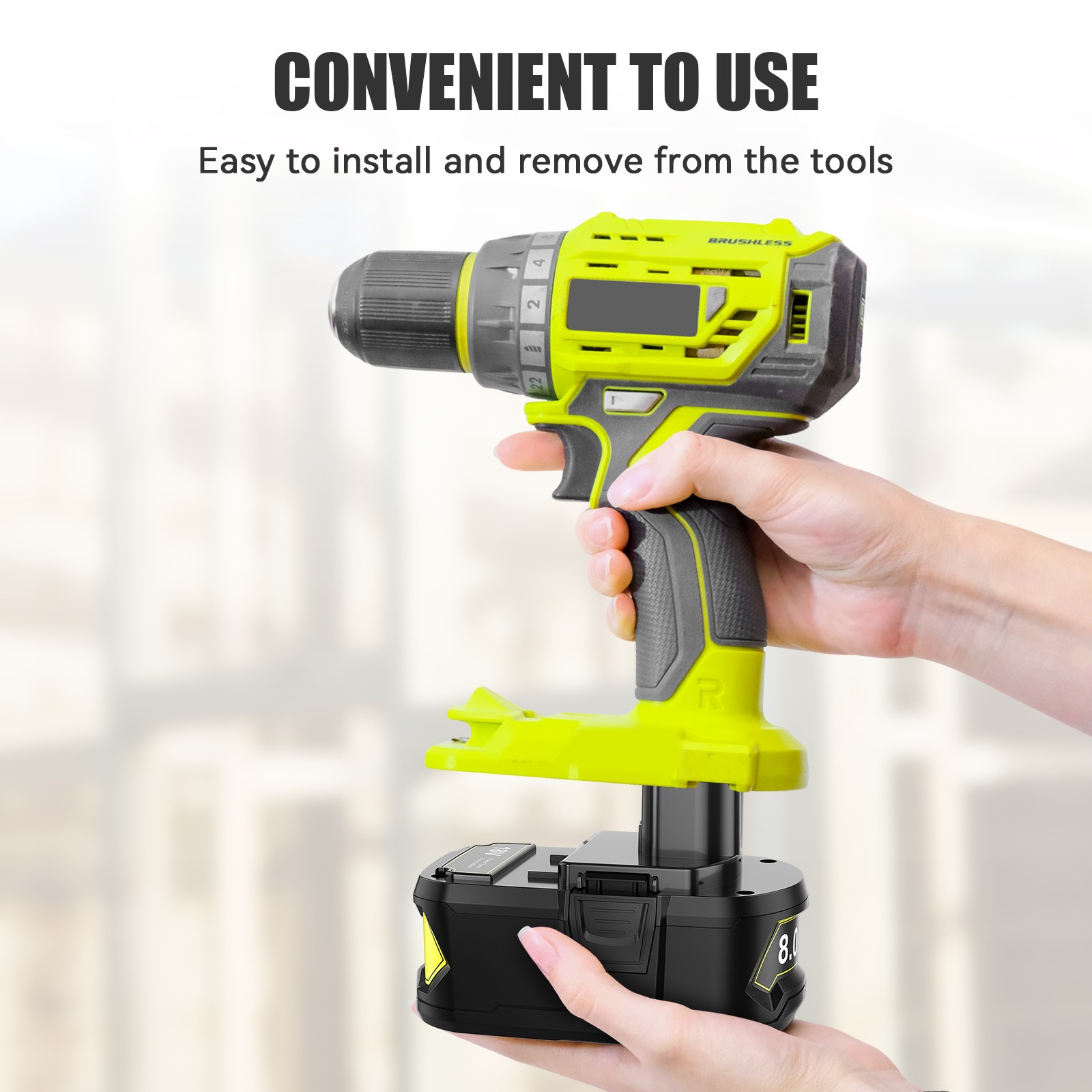 2PACK For Ryobi 18V P108 Lithium-ion Battery 8Ah 8000MAH Cordless Tools battery