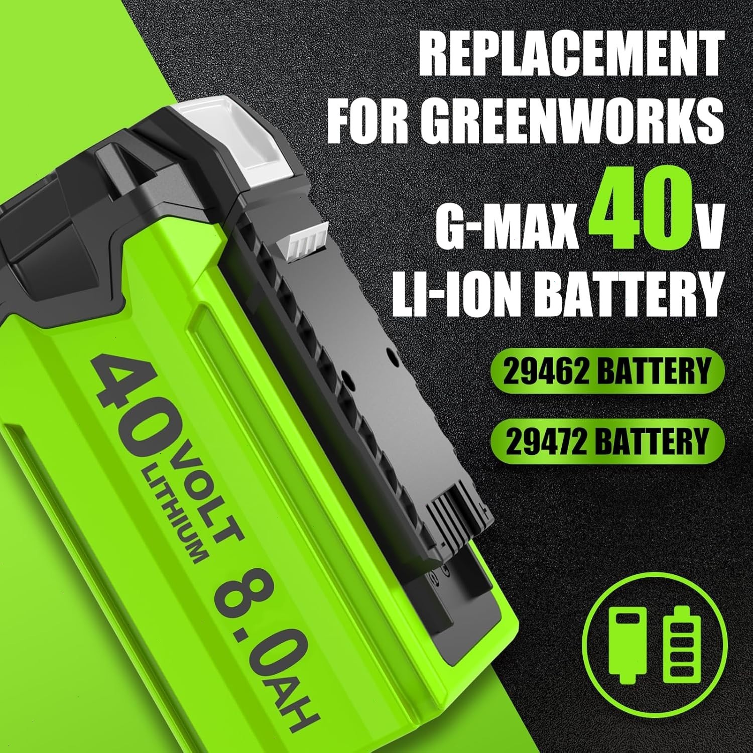 40V 8.0Ah For Greenworks G-MAX Lithium Battery 29472 29462 29252 20202 40 Volt