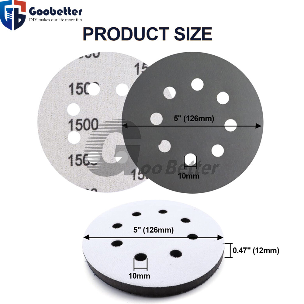 5in Sanding Discs 400-2000 Grit Hook Loop Wet Dry Sandpaper Orbital Sander Paper